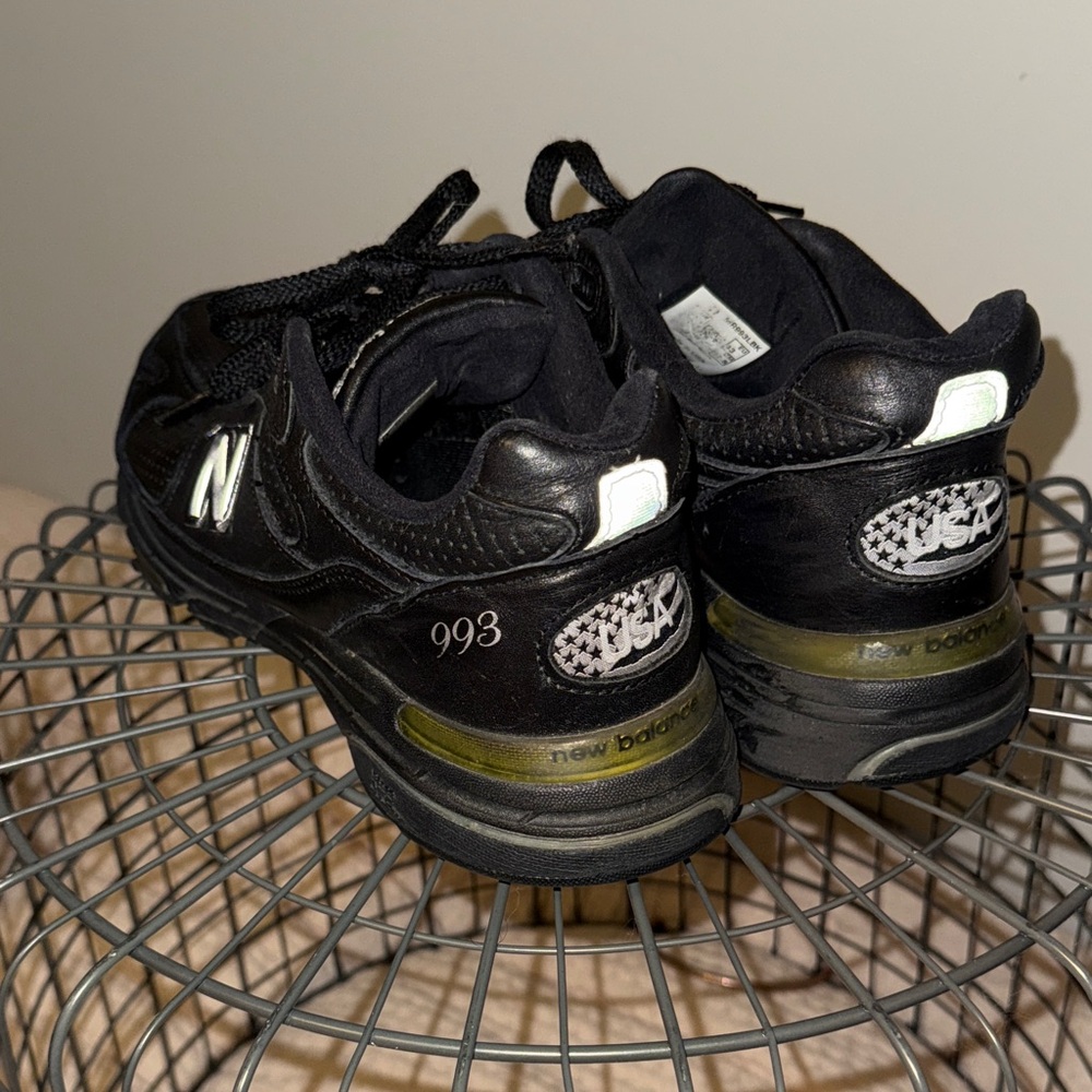 New Balance 993 Black Sneakers with White Accents - Picture 3 of 6